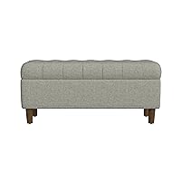 HomePop Home Decor | Tufted Ainsley Button Hinged Lid | Ottoman Bench with Storage for Living Room & Bedroom, Large, Gray Woven