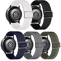 5 Pack 20mm Stretchy Nylon Loop Watch Bands Compatible With Samsung Galaxy Watch Active 2 44mm 40mm/Active 40mm/Galaxy Watch 3 41mm/Galaxy Watch 42mm