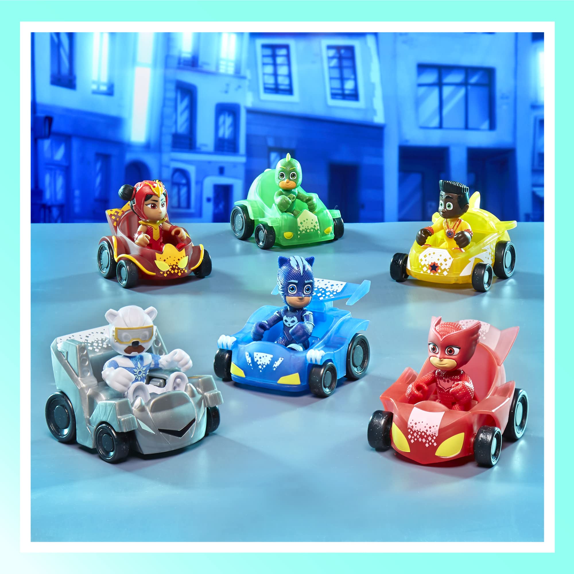 PJ Masks Power Heroes Racer Collection Preschool Toy with 6 Action Figures and 6 Vehicles for Kids 3 Years Up
