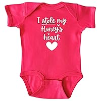 I Stole My Honey's Heart Pink Infant Bodysuit, Baby Shower Newborn Gift, Pregnancy Reveal Onesie Present, Valentine's or Mother's Day (6M, Short Sleeve, Pink)