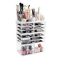 Extra Large Makeup Organizer Stand - 4pc Stackable Make Up Organizers and Storage for Vanity and Bathroom Counters