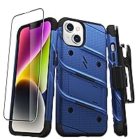 ZIZO Bolt Bundle for iPhone 14 (6.1) Case with Screen Protector Kickstand Holster Lanyard - Blue