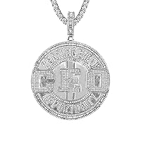 Master Of Bling Baguette Chasing Every Opportunity Micro Pave Iced Out Custom Hip Hop White Gold Tone Pendant Chain