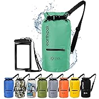Earth Pak Dry Bag - Waterproof Zipper Bag with Shoulder Strap and Waterproof Phone Case - Ideal for Kayaking, Camping, Fishing, Boating and Rafting