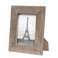 Adeco Handcrafted Rustic Wooden Picture Frames with Real Glass to Display 4 x 6 Inch Photo for Wall Hanging and Tabletop, Coffee Brown