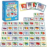 gisgfim 50 Pairs Memory Matching Game Flags of The World Concentration Memory Matching Games Educational Matching Game Fun & Fast Countries of The World Memory Game Gift for Kids and Adults Learning