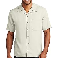 Upscale Men's Short Sleeve Easy Care Camp Shirt - Ivory Color