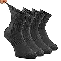 Busy Socks 4 Pack Non-binding Diabetic Socks for Men Women, Loose Top Crew Cotton Thick Cushion Socks