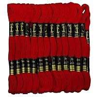 Cross Stitch Hand Embroidery Thread Stranded Cotton Craft Sewing Floss 25 Skeins-Red
