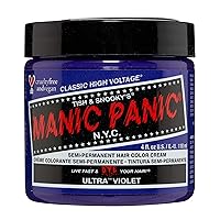 Ultra Violet Hair Dye – Classic High Voltage - Semi Permanent Hair Color - Cool, Blue Toned Violet Shade - Vegan, PPD & Ammonia-Free - For Coloring Hair on Women & Men