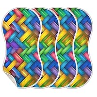 Colorful Woven Plaid Burp Cloths for Baby Boys Girls 4 Pack Burping Cloth, Burp Clothes, Newborn Towel, Milk Spit Up Rags,Burpy Cloth 202a7792