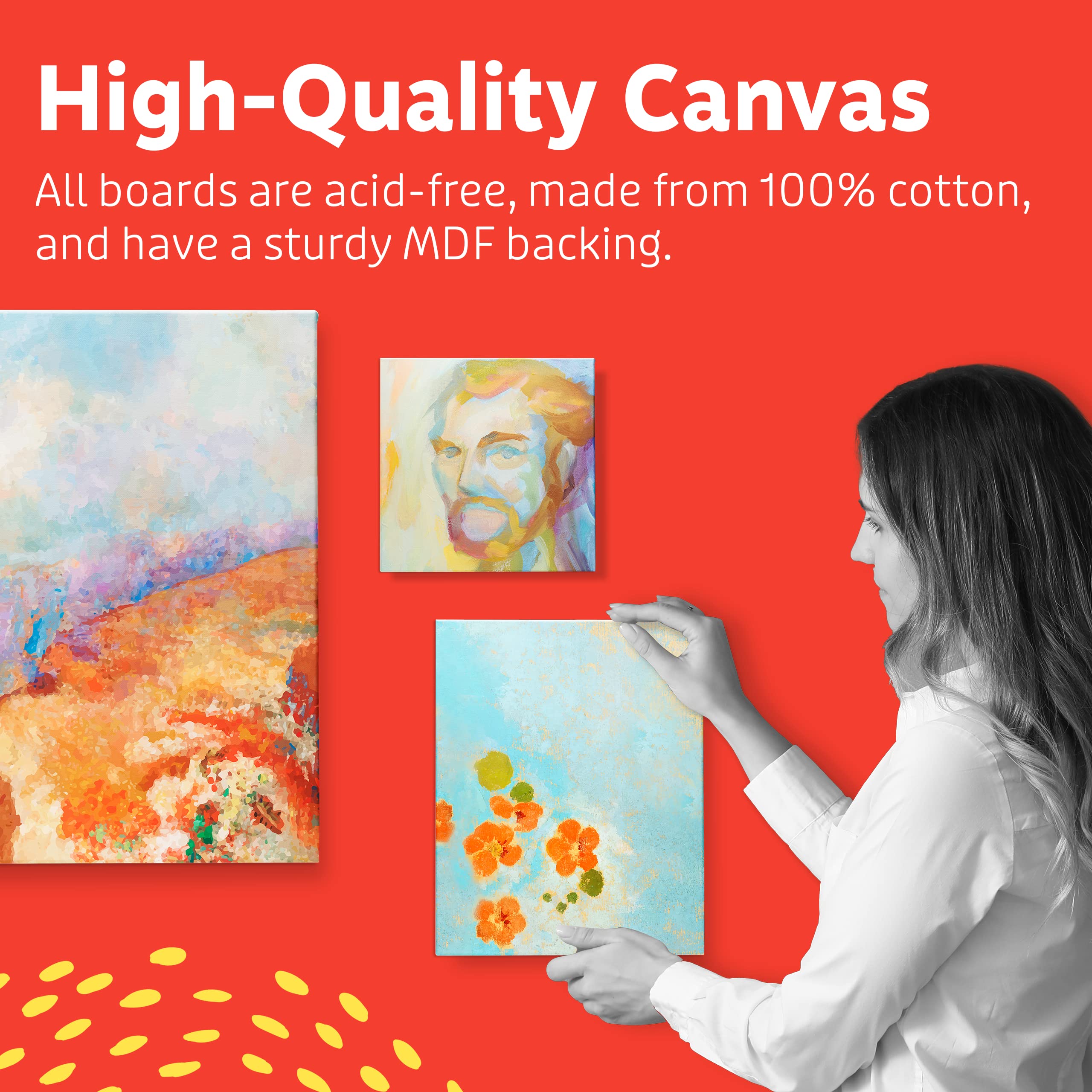 Artlicious Canvases for Painting - Pack of 12, 8 x 10 Inch Blank White Canvas Boards - 100% Cotton Art Panels for Oil, Acrylic & Watercolor Paint