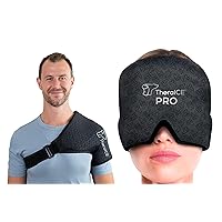 TheraICE Shoulder Ice Pack Wrap, Reusable Ice Pack for Rotator Cuff & Shoulder Pain Relief + TheraICE Migraine Relief Cap PRO