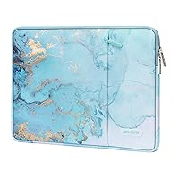 MOSISO Laptop Sleeve Compatible with MacBook Air/Pro, 13-13.3 inch Notebook, Compatible with MacBook Pro 14 inch 2023-2021 A2779 M2 A2442 M1, Polyester Vertical Watercolor Marble Bag, Turquoise