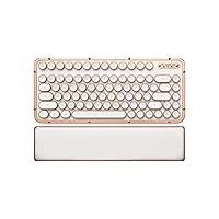 Azio Retro Compact Keyboard (Posh) - Bluetooth Wireless/USB Wired Vintage Backlit White Leather Mechanical Keyboard with Arm Rest for Mac and PC (MK-RCK-L-02-US)