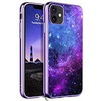 GUAGUA Compatible with iPhone 12/12 Pro Case 6.1 Inch Glow in The Dark Noctilucent Luminous Space Nebula Slim Fit Cover Protective Anti Scratch Cases for iPhone 12 Pro/12, Blue Nebula