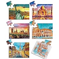 5 Packs 16 Piece Large Jigsaw Dementia Puzzles for Alzheimer’s Products Activities, Alzheimer's Puzzles Easy Memory Cognitive Games for Elderly Seniors Adults Gift with 5 Storage Bags, Construction