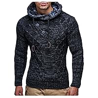 Leif Nelson Men’s Knitted Pullover | Long-Sleeved Slim fit Hoodie | Basic Winter Hoodie-Sweater for Men Black