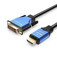 BlueRigger HDMI to DVI Cable (50FT, High-Speed, Bi-Directional Adapter Male to Male, DVI-D 24+1, 1080p, Aluminum Shell) - Compatible with Raspberry Pi, Roku, Xbox One, PS5/PS4/PS3, Graphics Card