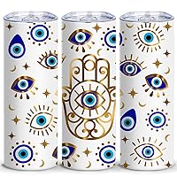 Birthday Gifts for Women Her Mom, Evil Eye Insulated Skinny Tumblers Cup Coffee Mug with Lid 20oz - Reusable Water Bottle for Hot & Cold Drinks Tea Cup Iced Coffee Thermos Travel Mug