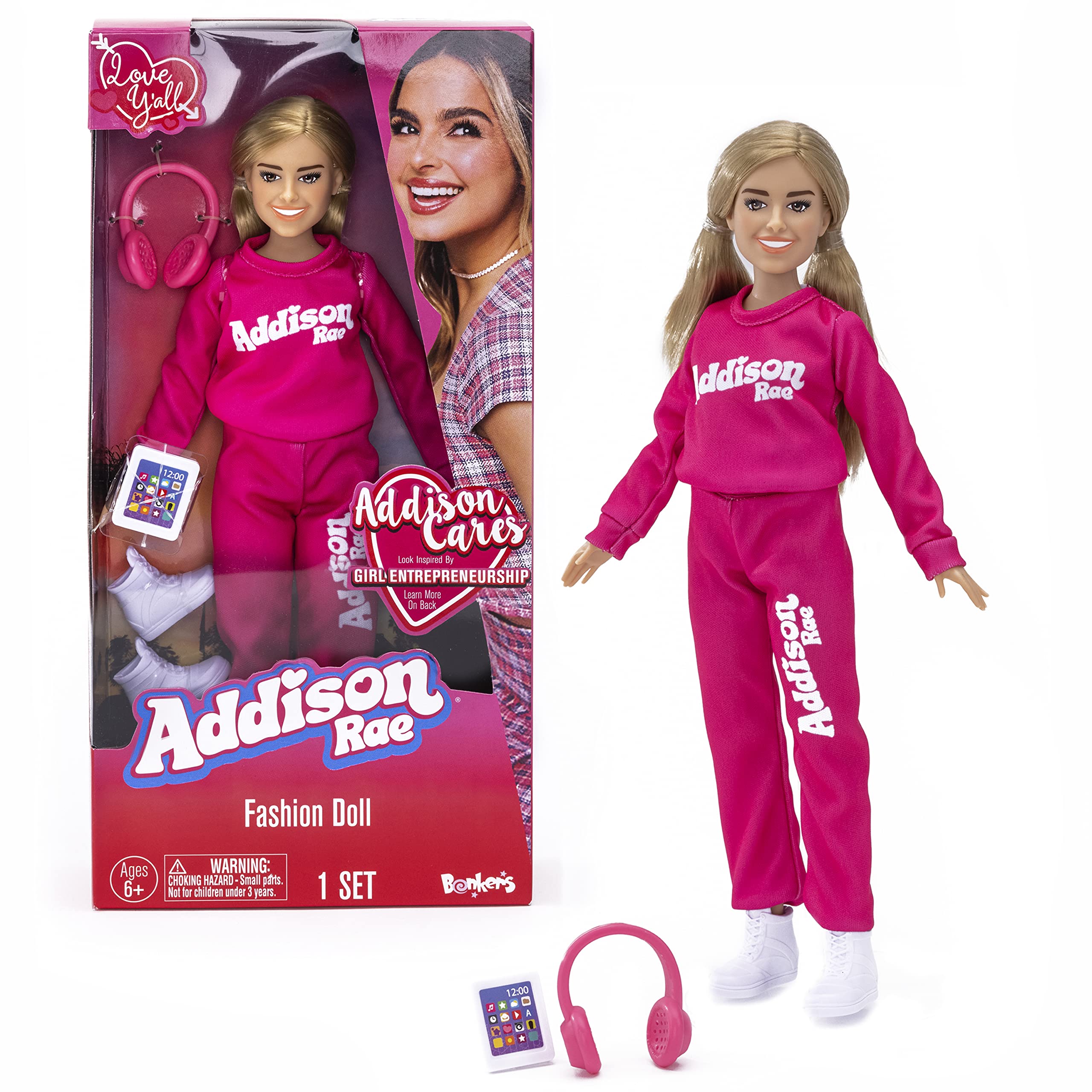 Addison Rae Fashion Doll - Comfy; Trendsetting Style; Contains 11” Doll and Accessories, Including Headphones, Tablet, and Sneakers