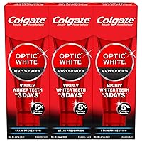 Optic White Pro Series Stain Prevention Hydrogen Peroxide Toothpaste, Teeth Whitening Toothpaste, Effectively Removes Tea, Coffee, and Wine Stains, Enamel-Safe for Daily Use, 3 Pack, 3.0 oz