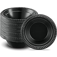 Cuisine Black Plastic Bowls - 12oz. (Pack of 100) - Durable & Microwave Safe Material - Perfect For Parties, Weddings, And Everyday Use
