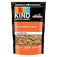 KIND HEALTHY GRAINS Granola Family Size, Healthy Snack, Peanut Butter Granola Clusters, 10g Protein, Snack Mix 11 OZ (6 Pack)