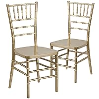 Flash Furniture Hercules Premium Series Chiavari Chairs for Formal Events and Banquets, Commercial/Residential All-Occasion Chairs, Set of 2, Gold
