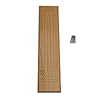 WE Games Classic Cribbage Board Set, 2 Track Solid Oak Wood Board with Metal Pegs, Family Games, Living Room Decor, Travel Games, Outdoor Games, Birthday Gifts, 2 Player Games, Bar Games, Card Games