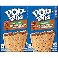 Pop tarts Unfrosted Brown Sugar Cinnamon Flavour (2) Box SimplyComplete Bundle (16 Total) Kids Snack, Value Pack Snacking at Home School Office or with Friends Family