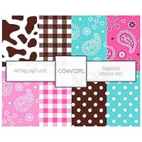 Generic Cowgirl Pattern Vinyl Permanent Adhesive Craft Vinyl Western Paisley Plaid Polka Dot Patterns 12 inch by 12 inch - 3 Sheets, Multi (C-PA026-3S)