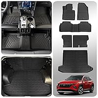 Floor Mats Compatible with 2022 2023 2024 Hyundai Tucson Trunk Mat Cargo Liner Cargo Mat TPE All Weather Back Seat Cover Protector Tucson Accessories(Floor Mats+Backrest Mats+Trunk Mat)