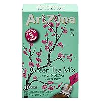 Green Tea with Ginseng Iced Tea Stix Sugar-Free, Low Calorie Single Serving Drink Powder Packets, Just Add Water for a Deliciously Refreshing Iced Tea Beverage, 10 Count, Pack of 6