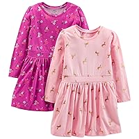 Toddlers and Baby Girls' Long-Sleeve Dress Set, Pack of 2