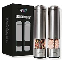 KSL Electric Salt and Pepper Grinder Set - Mother's Day Gift - Adjustable Motorized Electrical Powered Auto Shakers Holiday kit - Automatic Power Mill - Automated Battery Operated Electronic Crusher
