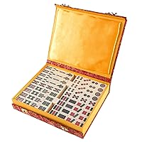 Chinese Mahjong Game Set with 146 Tiles, Dice, and Ornate Storage Case for Adults, Kids, Boys and Girls