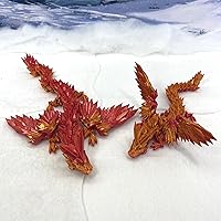 Crystal Winged Dragon Tri-Color Silk Articulated CrystalWing Dragon, 3D Print Fidget Toy, Relaxation Desk Toy, CinderWing D007-Phoenix Aurelia (Crystal Winged Dragon-11 Inches)