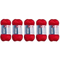 YarnArt Luxor Cotton, (5 Skeins Pack) 100% Mercerized Giza Cotton Yarn, Soft, Super Fino for Crochet and Knitting (5 x 1.76 Oz) / (5X 137 Yrds) (1222-Red)