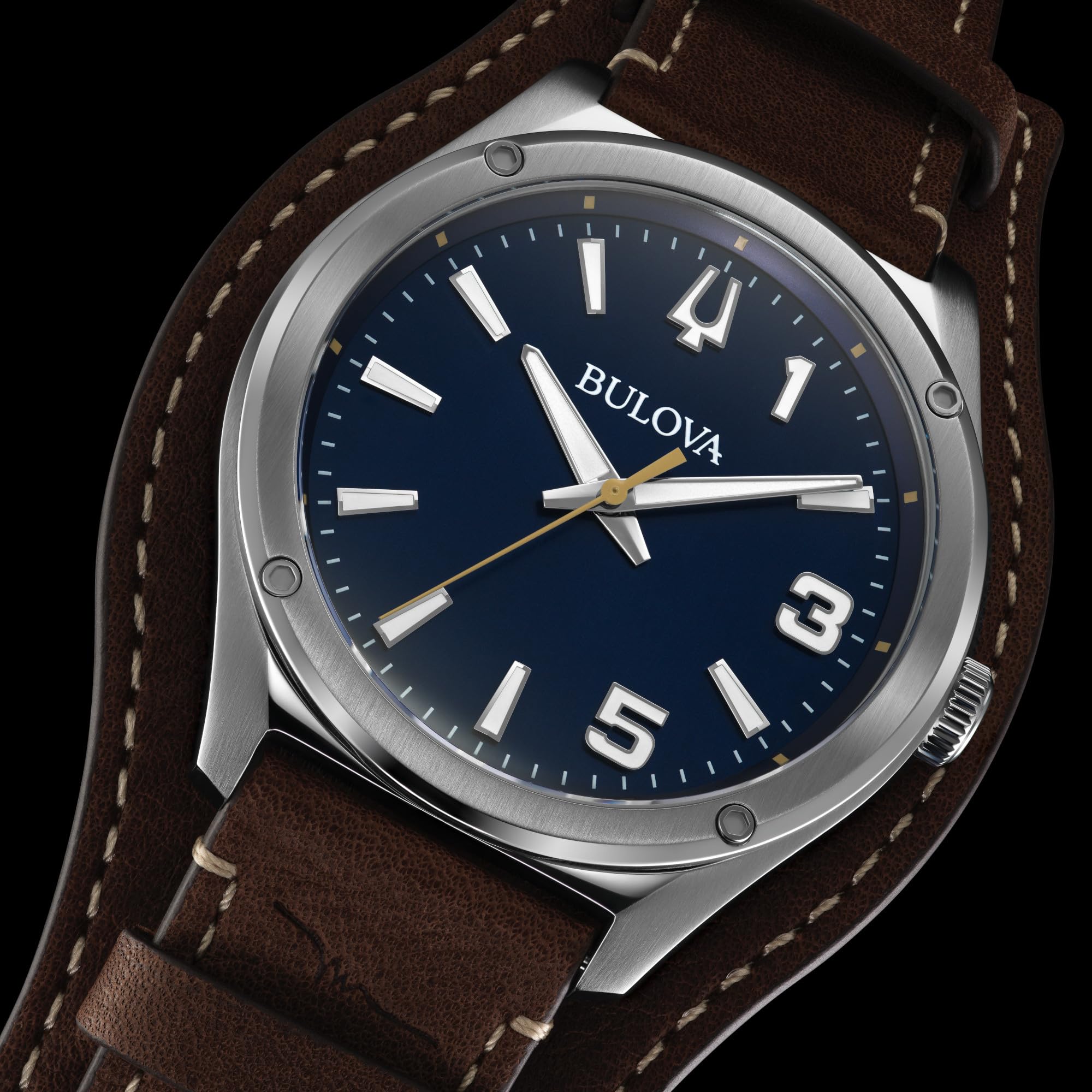 Bulova Marc Anthony Sport Classic Quartz Silver Stainless Steel Case,Removable Brown Leather Bund Strap,Suburst Blue Dial, Style:96A313