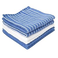 Ritz Horizontal Stripe Bar Mop Cloth, Light Blue, 6 Piece Set