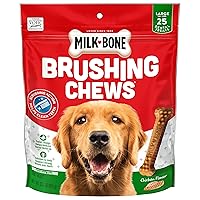 Original Brushing Chews 25 Large Daily Dental Dog Treats Scrubbing Action Helps Clean Teeth