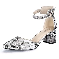 IDIFU Women's IN2 Pedazo Dress Shoes Low Block Heels Comfortable Chunky Closed Toe Ankle Strap Wedding Pumps