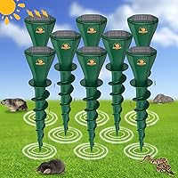 8 Pack Solar Powered Mole Repellent for Lawns, IP65 Waterproof Mole Trap Gopher Repellent
