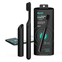 Quip Adult Smart Electric Toothbrush - Sonic Toothbrush with Bluetooth & Rewards App, Travel Cover & Mirror Mount, Soft Bristles, Timer, and Metal Handle - All-Black Quip Adult Smart Electric Toothbrush - Sonic Toothbrush with Bluetooth & Rewards App, Travel Cover & Mirror Mount, Soft Bristles, Timer, and Metal Handle - All-Black