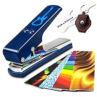 Pick-a-Palooza DIY Guitar Pick Punch Gift Pack - the Premium Guitar Pick Maker - Includes Leather Key Chain Pick Holder, 4 Pick Strips and a Pick File - Blue