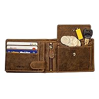 Italy Full Size Mens Leather Wallet Bifold Flip ID Zip Coin Wallets with RFID Protection