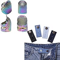 J.CARP 4Pcs Sewing Thimble with Denim Waist Extender Button for Jeans