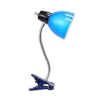 Simple Designs LD2014-BLU Adjustable Desk Clip Lamp Light, for Desks, Nightstands, Reading, Blue