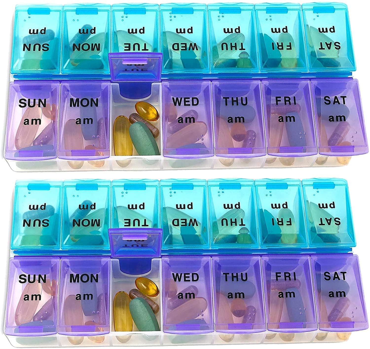 MEDca Weekly Pill Organizer, Twice-a-Day, Pack of 2
